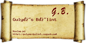 Gulyás Bálint névjegykártya